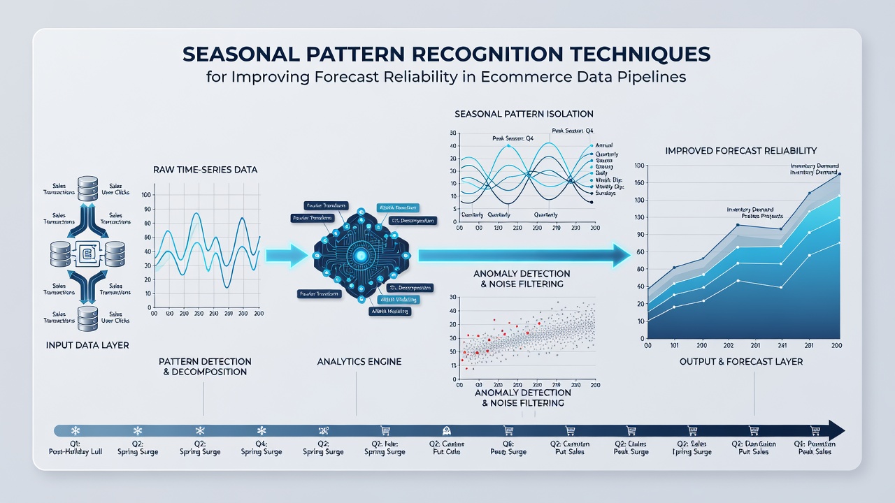 Dashboard displaying seasonal decomposition results overlaid on ecommerce sales data